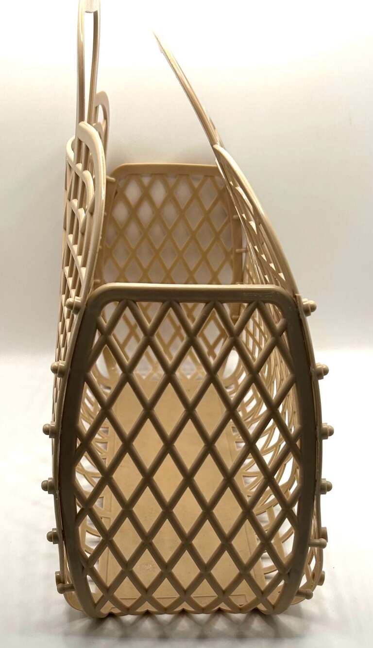 Sun Jellies The Original Jelly Bag Co. Retro Basket Small Beige - Picture 2 of 5